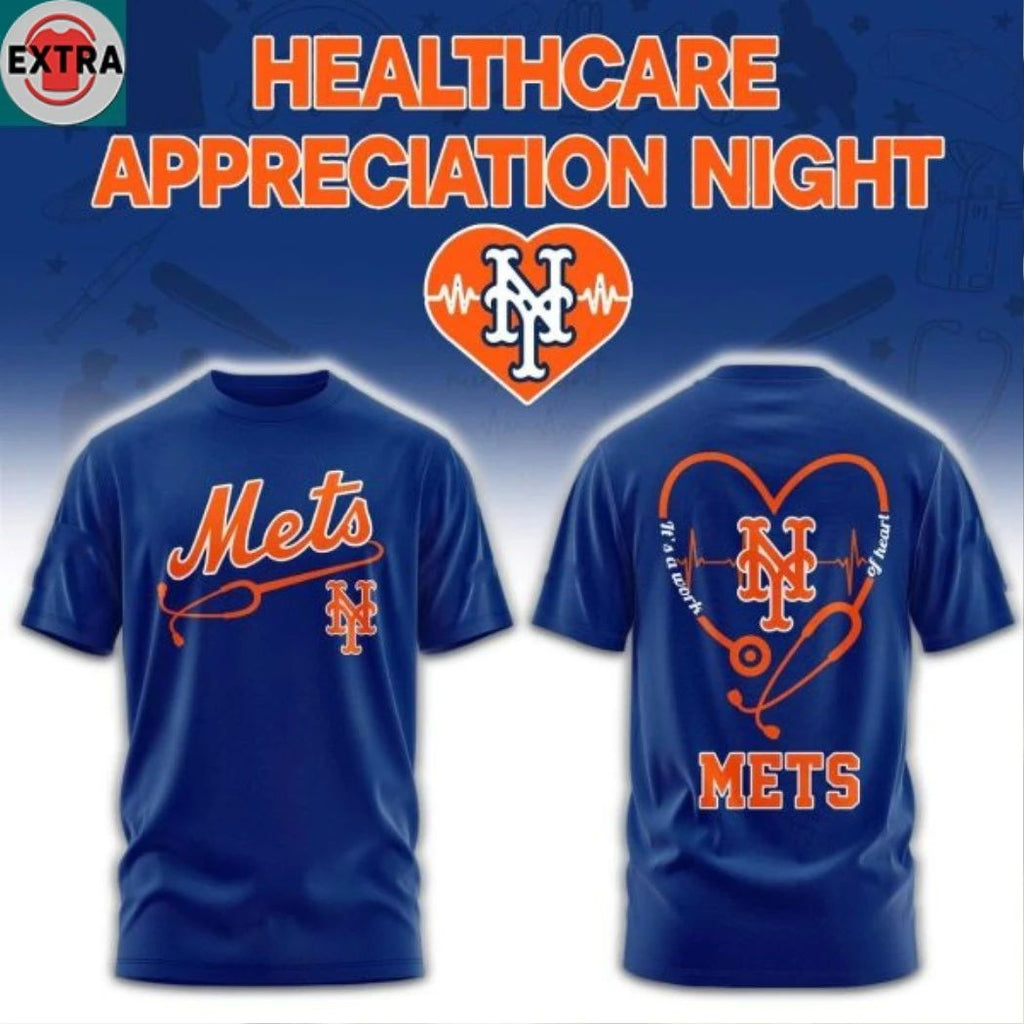 New York Mets x Healthcare Appreciation Night 2026 Celebration Logo Two Sided Hoodie T-Shirt