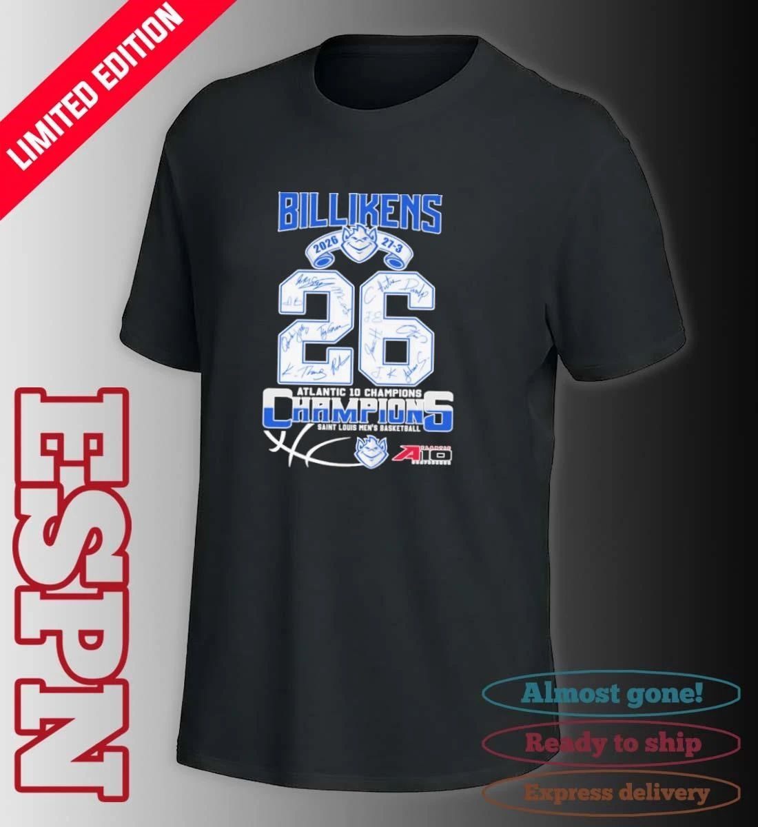 Saint Louis Billikens Men’s Basketball 2026 A-10 Champions 27-3 Shirt