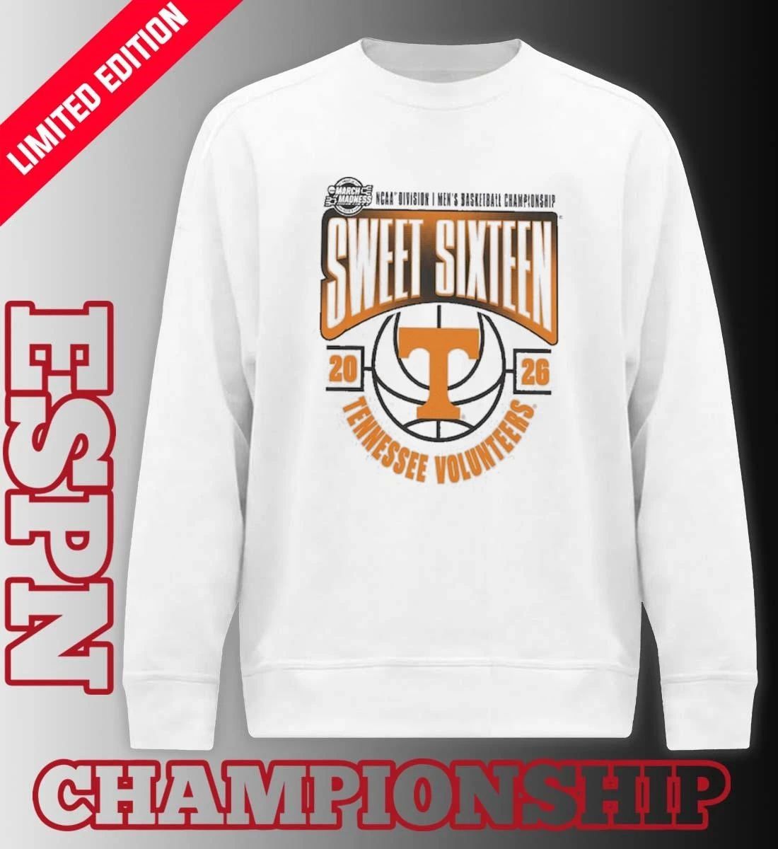Tennessee Volunteers 2026 NCAA Men’s Basketball Tournament March Madness Sweet 16 T-Shirt