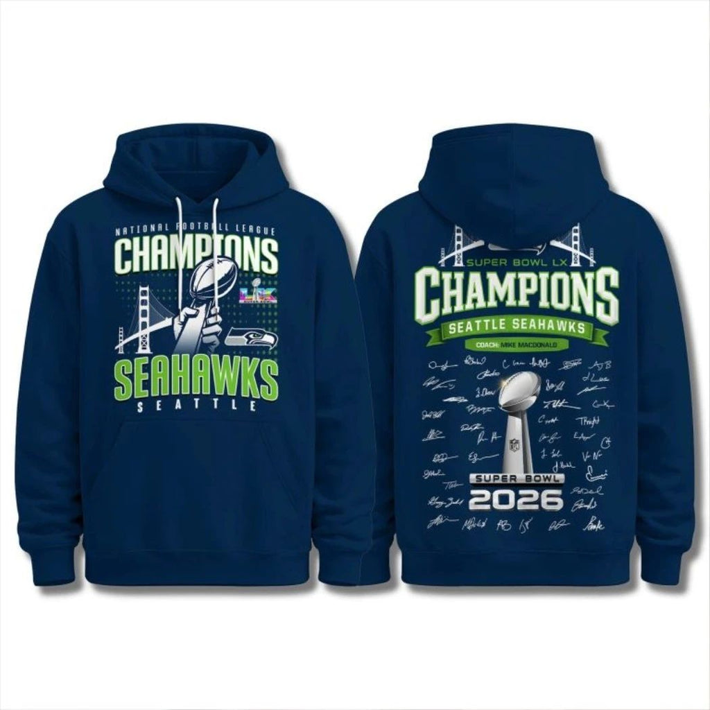 Seahawks SBLX Champions Team Signature And Logo Shirt