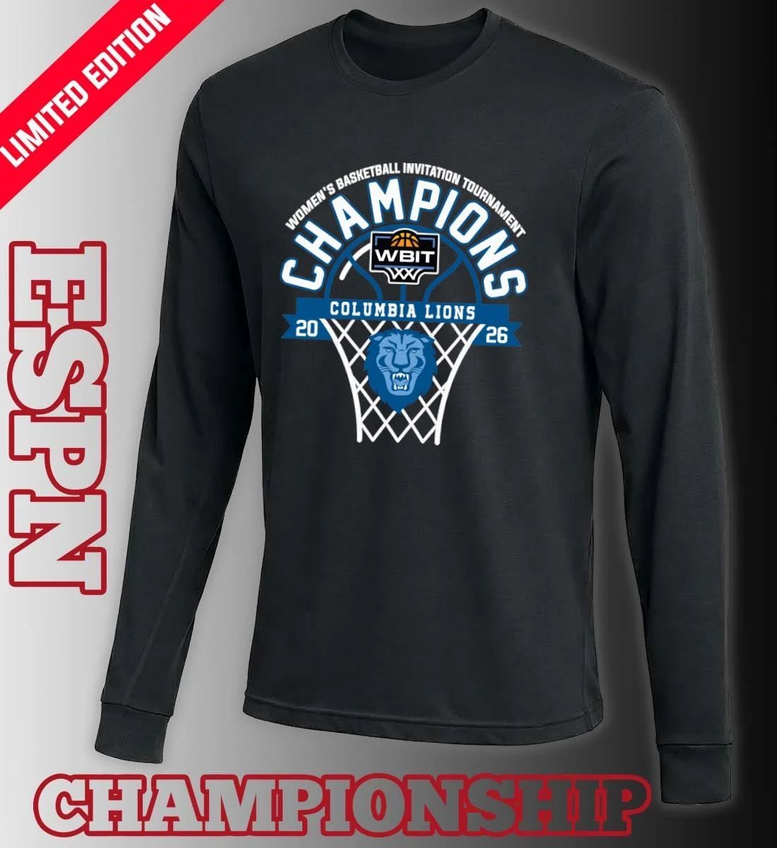 2026 Women’s Basketball Invitation Tournament Champions Columbia Lions T-Shirt