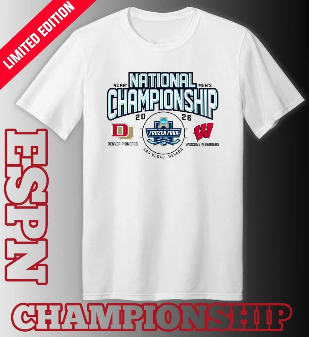 Denver Pioneers Vs Wisconsin Badgers 2026 NCAA DI Men’s Ice Hockey National Championship Matchup Shirt