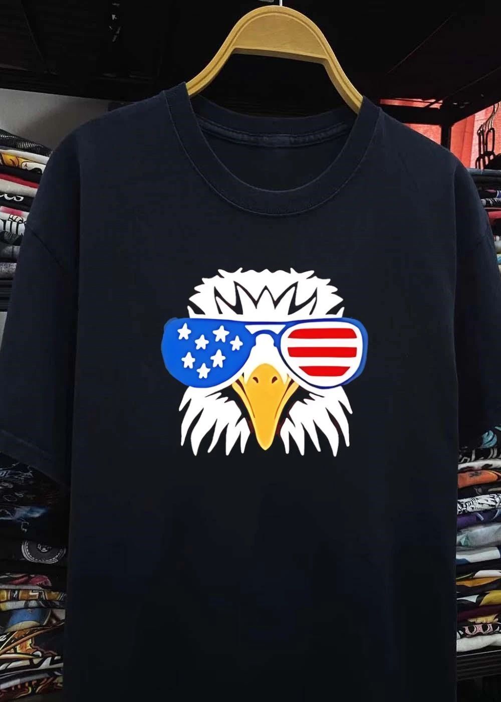 Patriotic Eagle in Flag Sunglasses American Pride Unisex T-Shirt
