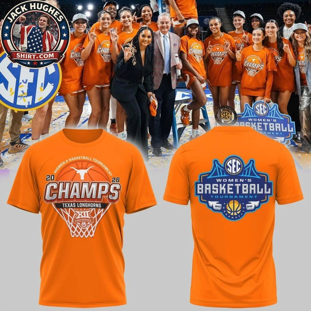 Texas Longhorns x SEC Tournament Champions 2026 Celebration Logo Two Sided Hoodie T-Shirt