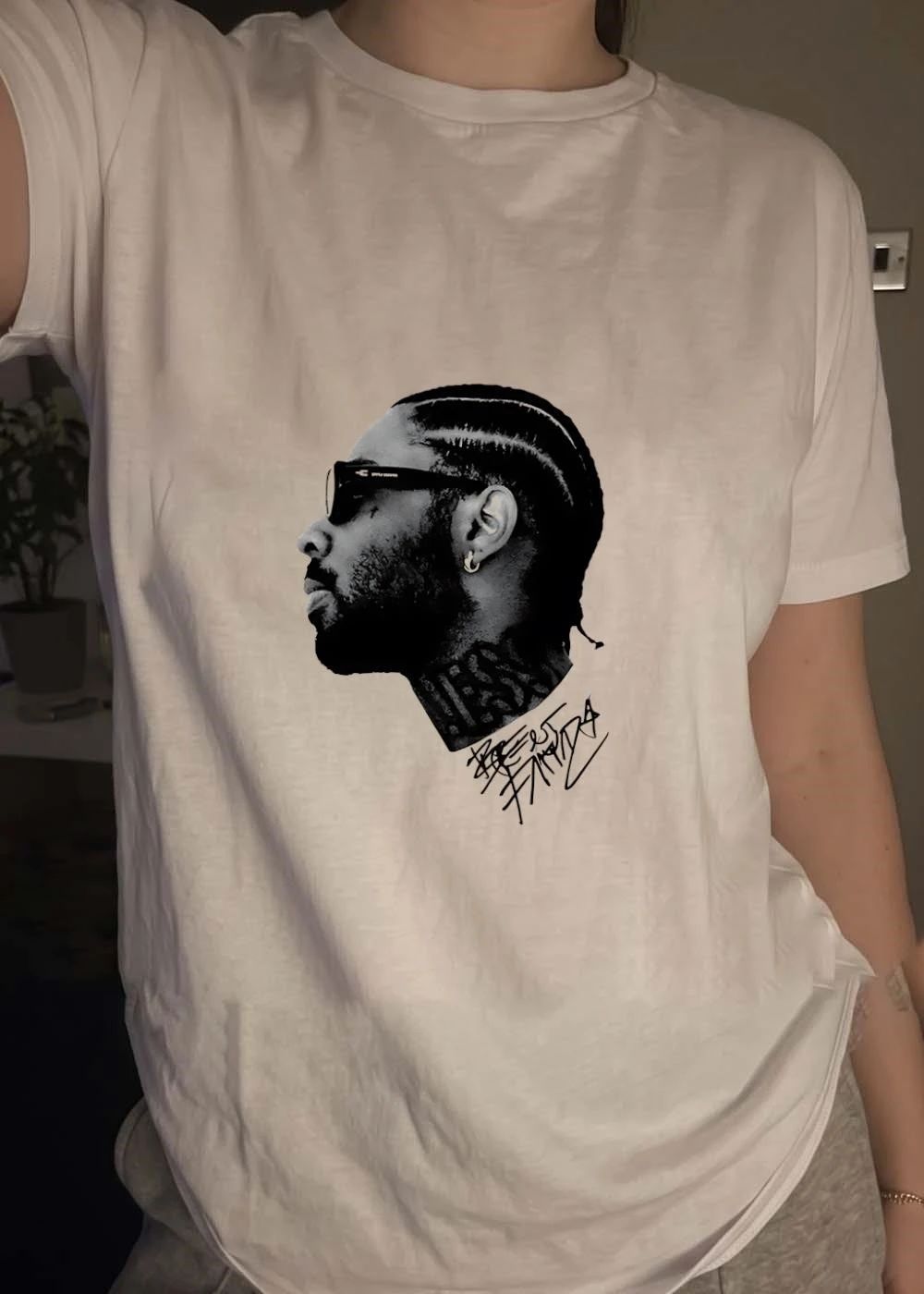 Rest In Peace Nipsey Hussle Tribute Signature Portrait T-Shirt