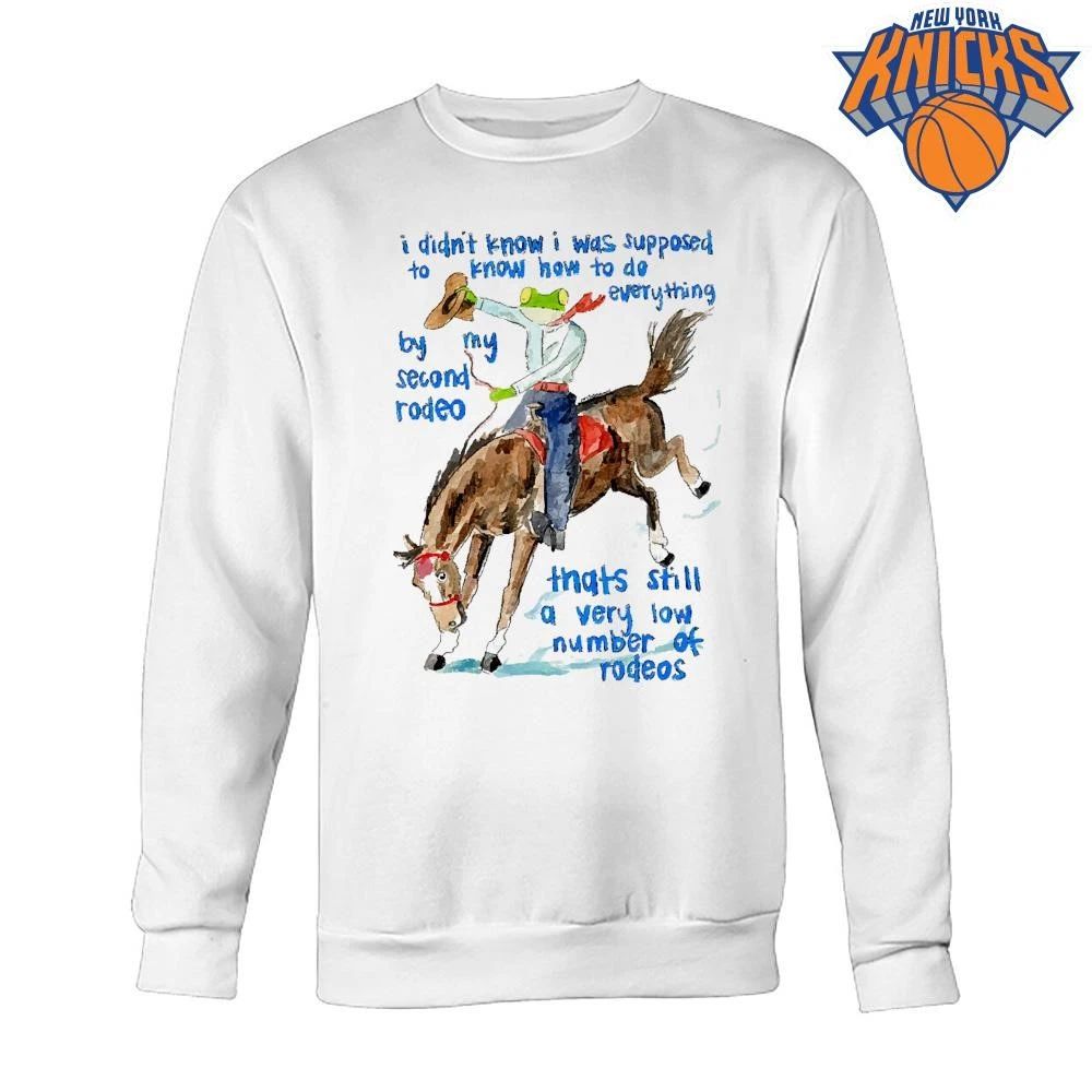 I Didnt Know I Was Supposed To Know How To Do Everything Frog Riding Horse Second Rodeo Funny Meme Shirt