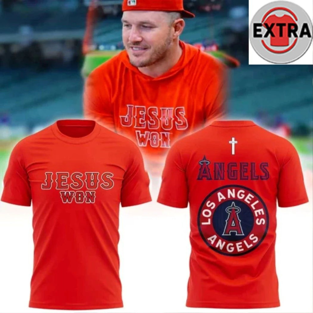 Los Angeles Angels Jesus Won 2026 Logo Two Sided Hoodie T-Shirt