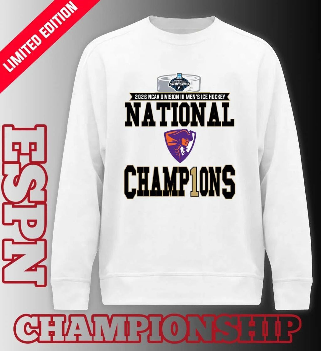 Hobart Statesmen 2026 NCAA DIII Men’s Ice Hockey National Champions Locker Room T-Shirt