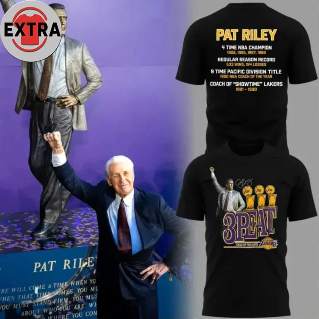 Los Angeles Lakers basketball honors coach Pat Riley Logo Two Sided Shirt