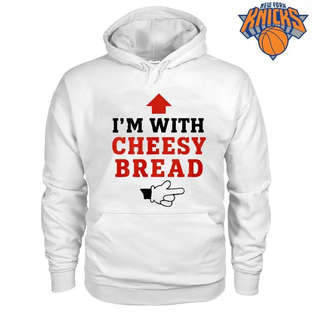 Funny I Im With Cheesy Bread Arrow Pointer Meme Graphic Foodie Humor Shirt