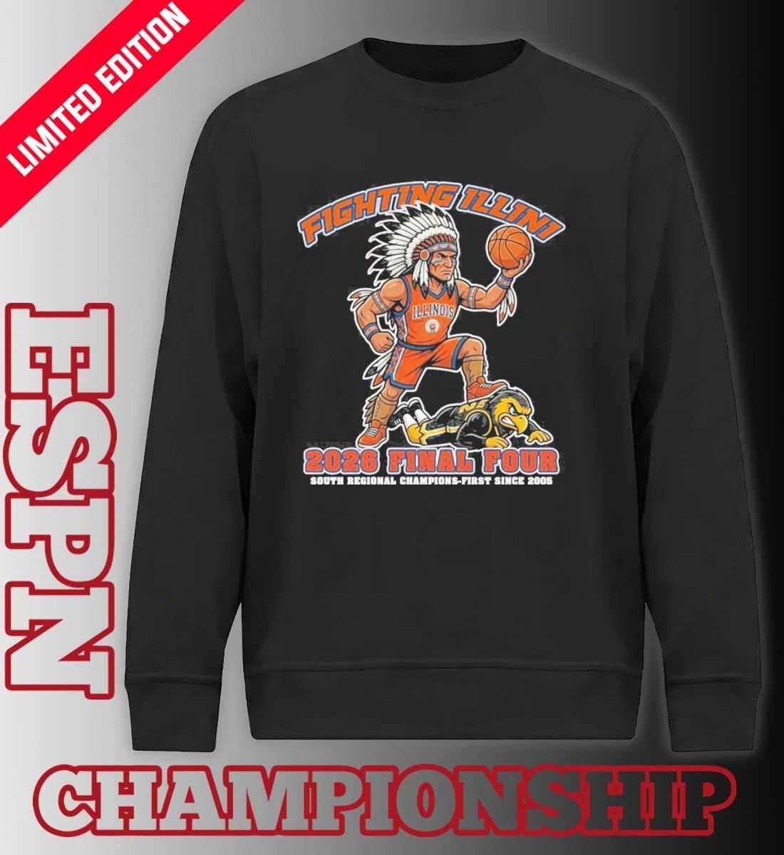 Illinois Fighting Illini Men’s Basketball Beat Iowa Hawkeyes 2026 Final Four Regional Champions Shirt