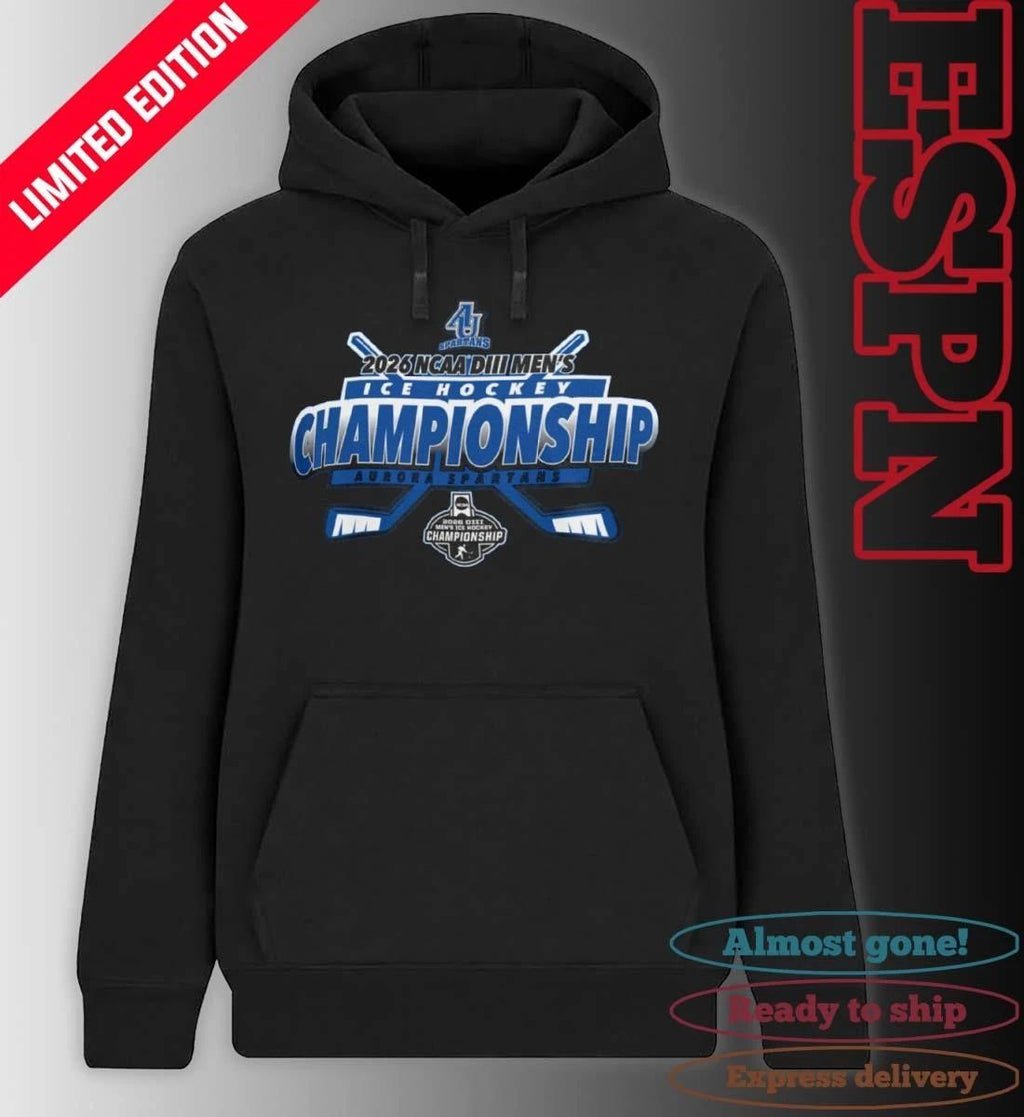 Aurora Spartans 2026 NCAA DIII Men’s Ice Hockey Championship T-Shirt