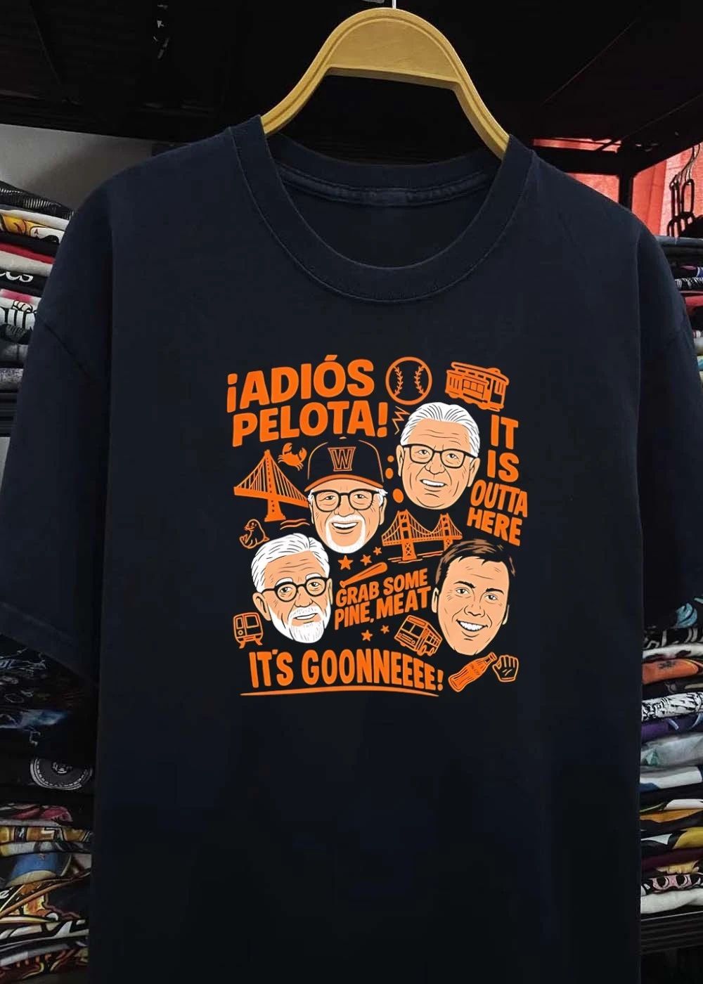 Adios Pelota It Is Outta Here Grab Some Pine Meat Its Goonneeee Baseball Broadcasters Caricature shirt