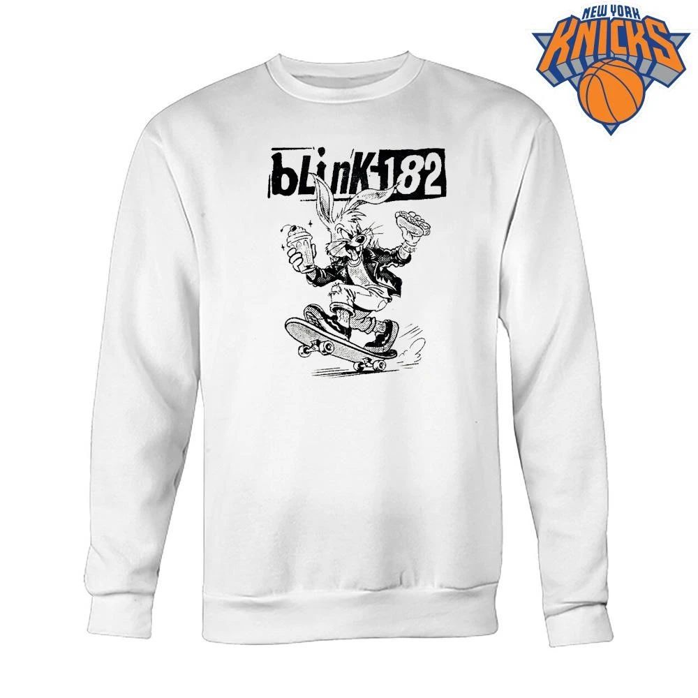 Blink 182 Punk Rock Rabbit Skateboarding Eating Hotdog Shake Retro Shirt