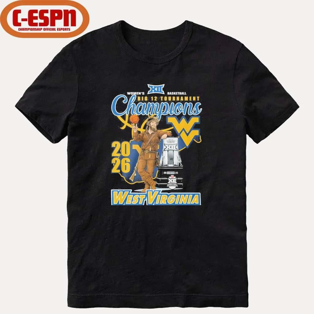 West Virginia Mountaineers Mascot 2026 Big 12 Women’s Basketball Tournament Champions Shirt