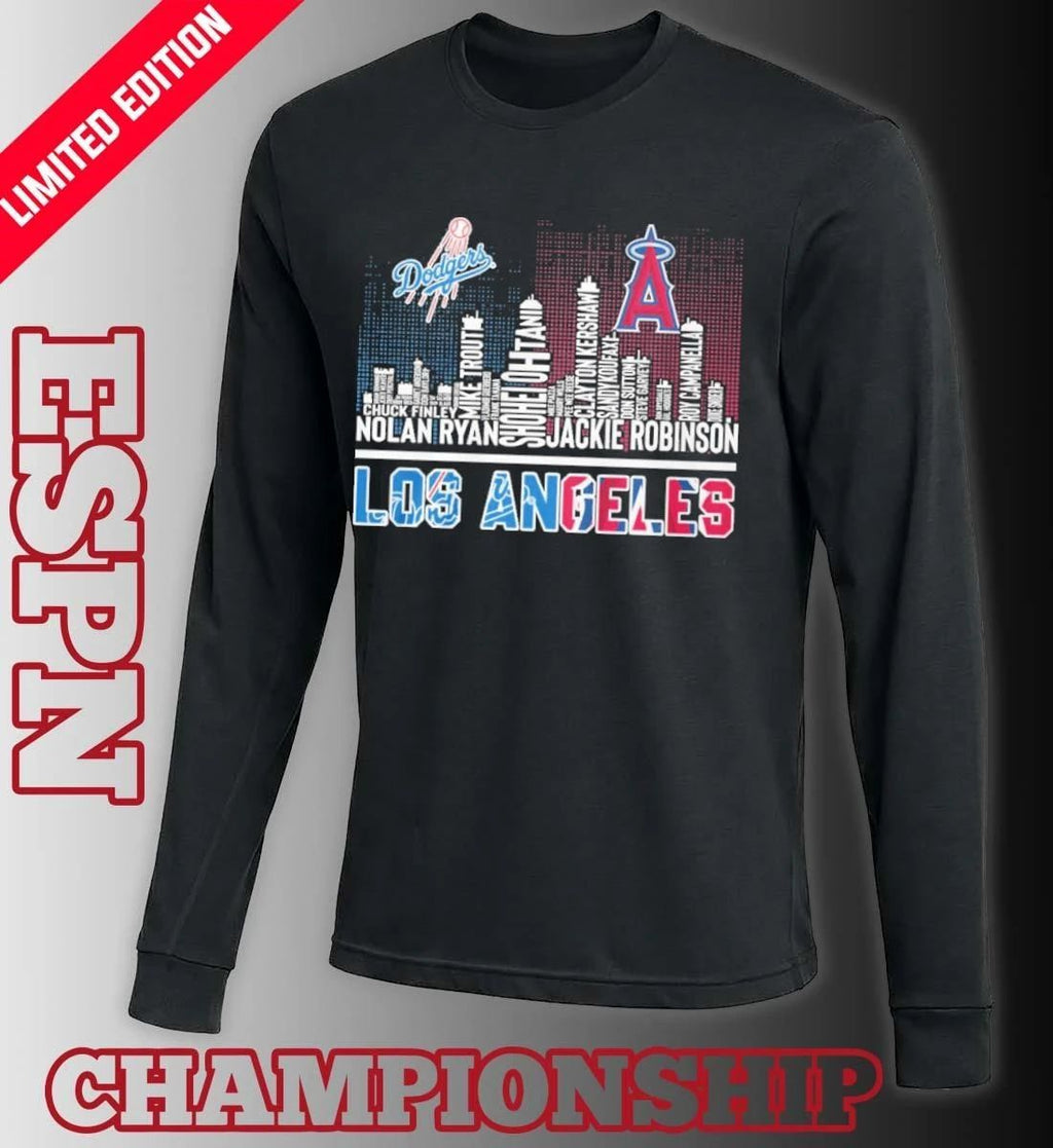 Los Angeles Dodgers And Los Angeles Angels Skyline Players Name Shirt