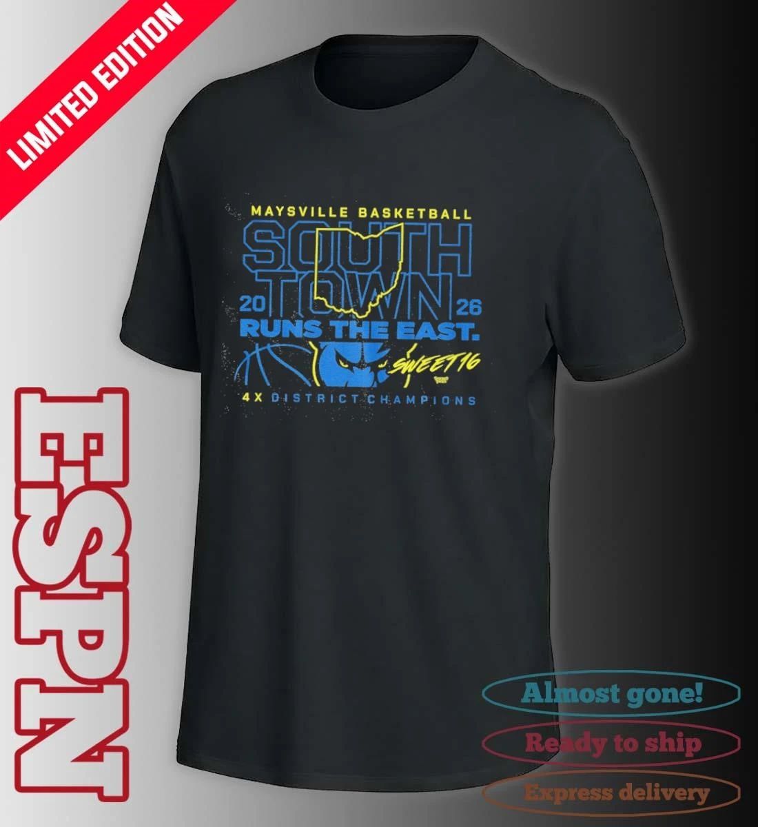 Maysville Basketball 2026 Runs the East 4X District Champions Shirt