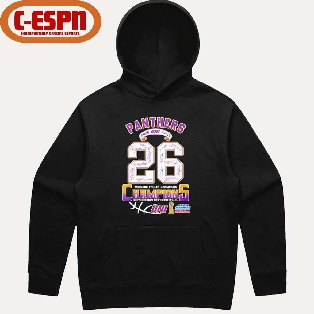 Uni Panthers Men’s Basketball 2026 MVC Tournament Champions 23-12 Shirt