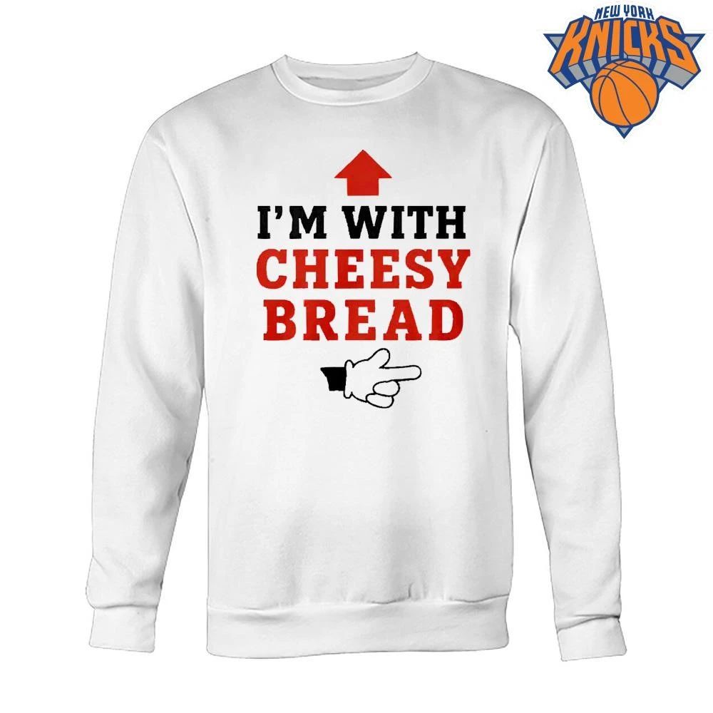Funny I Im With Cheesy Bread Arrow Pointer Meme Graphic Foodie Humor Shirt