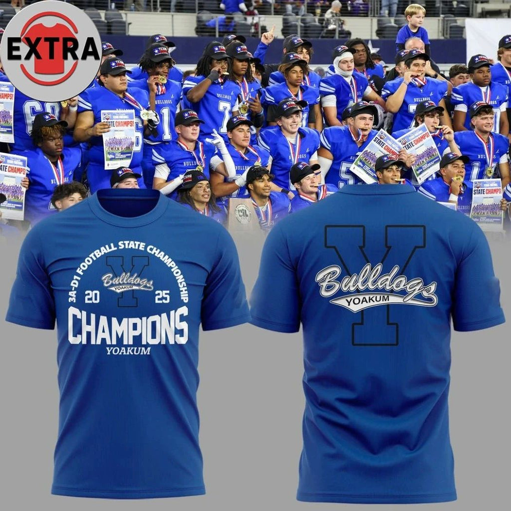 Original 3A D1 Football State Championship Yoakum Bulldogs Champions 2025 Logo Shirt