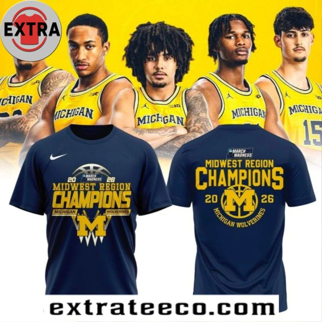 Michigan Wolverines Midwest Region Champions 2026 Logo Two Sided Shirt- Top-Rated Gift for College Basketball Lovers