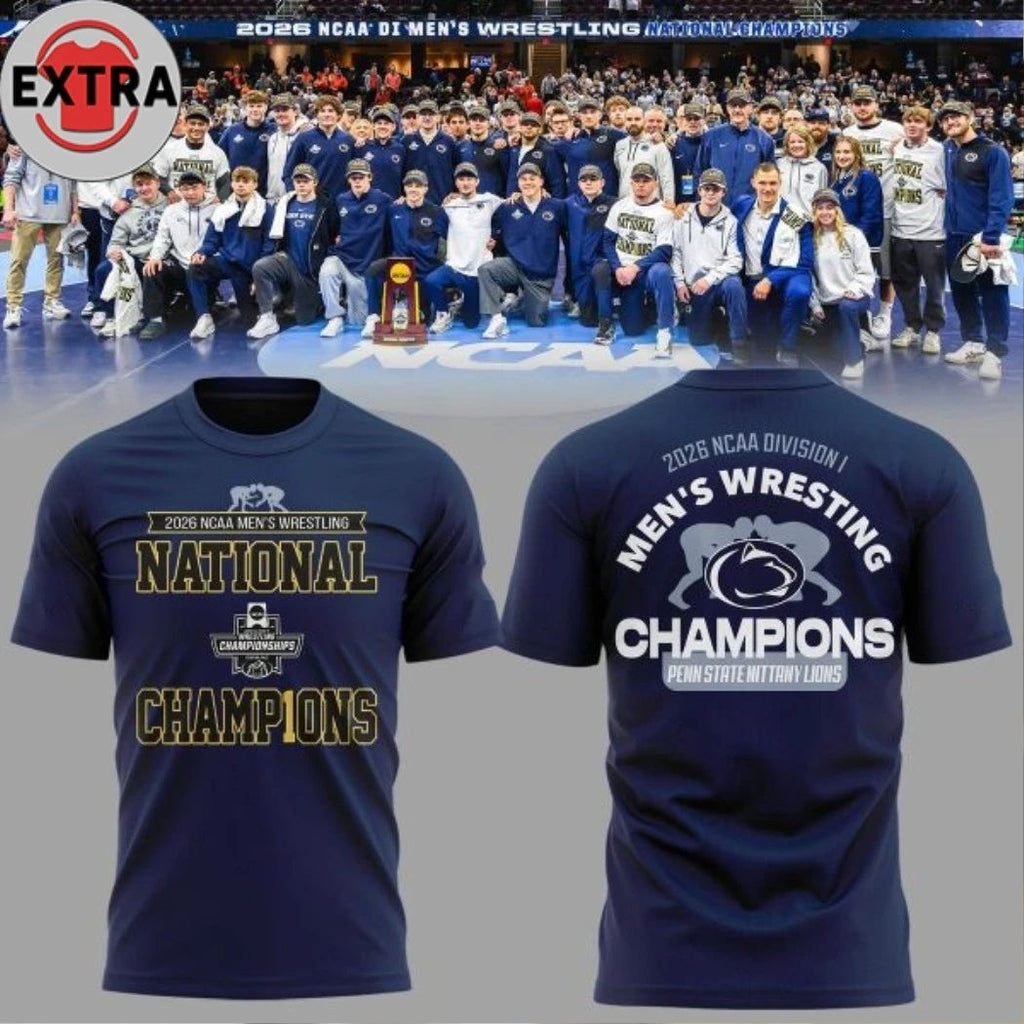 Penn State Nittany Lions 2026 Men’s Wrestling Champions Celebrate Logo Two Sided Hoodie Shirts