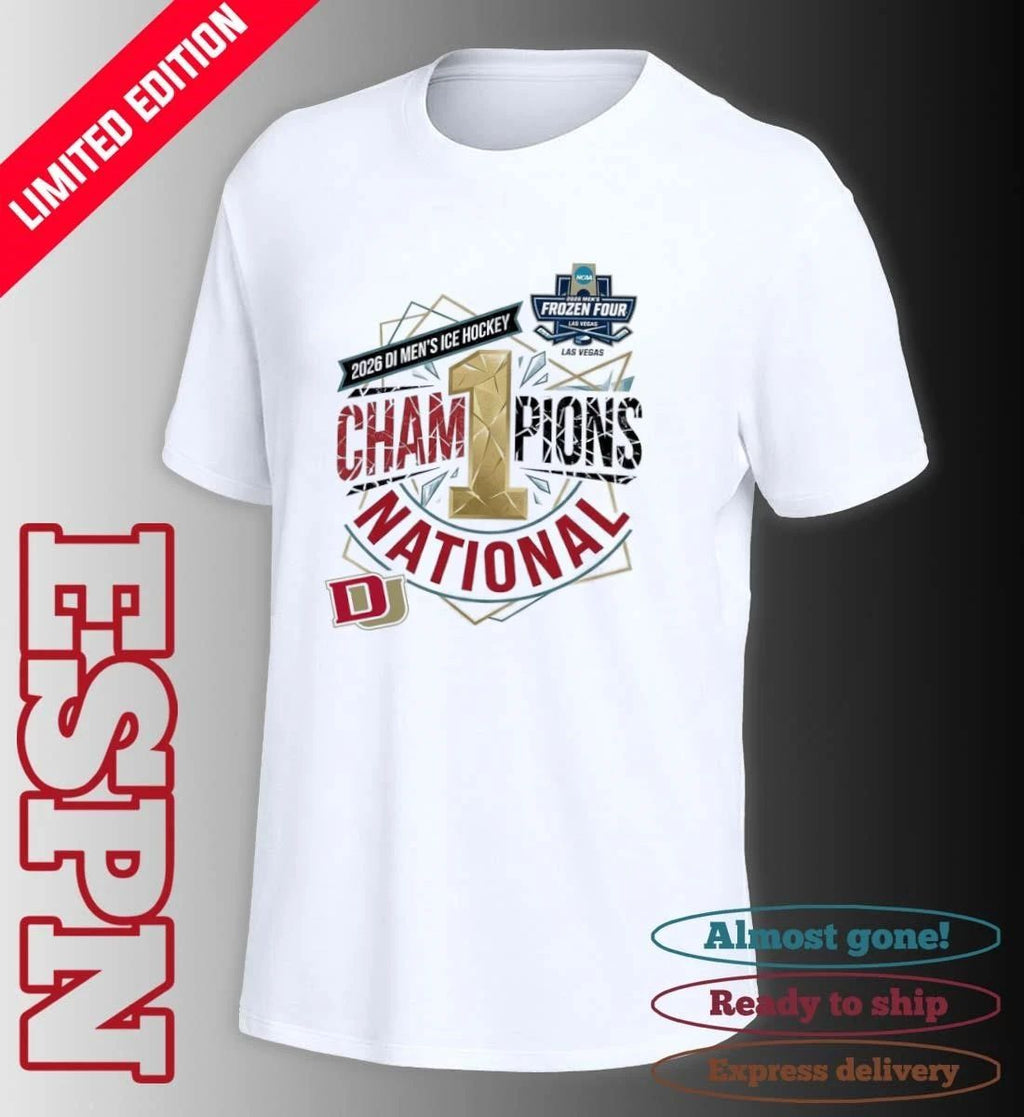 Denver Pioneers 2026 NCAA DI Men’s Ice Hockey Frozen Four National Champions Las Vegas T-Shirt