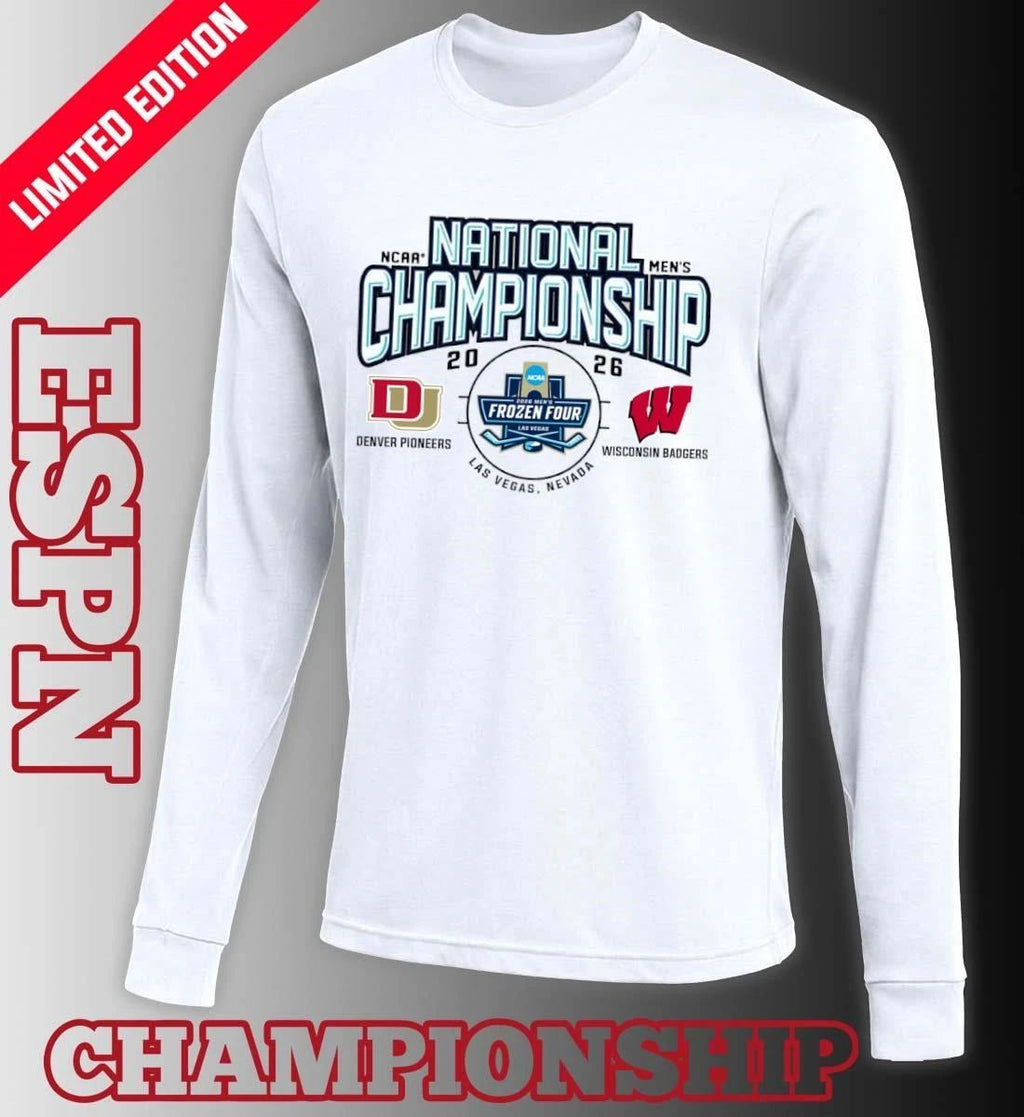 Denver Pioneers Vs Wisconsin Badgers 2026 NCAA DI Men’s Ice Hockey National Championship Matchup Shirt