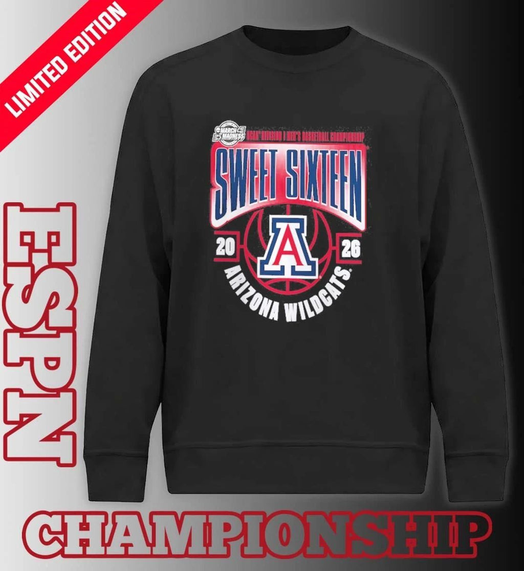 Arizona Wildcats 2026 NCAA Men’s Basketball Tournament March Madness Sweet 16 T-Shirt