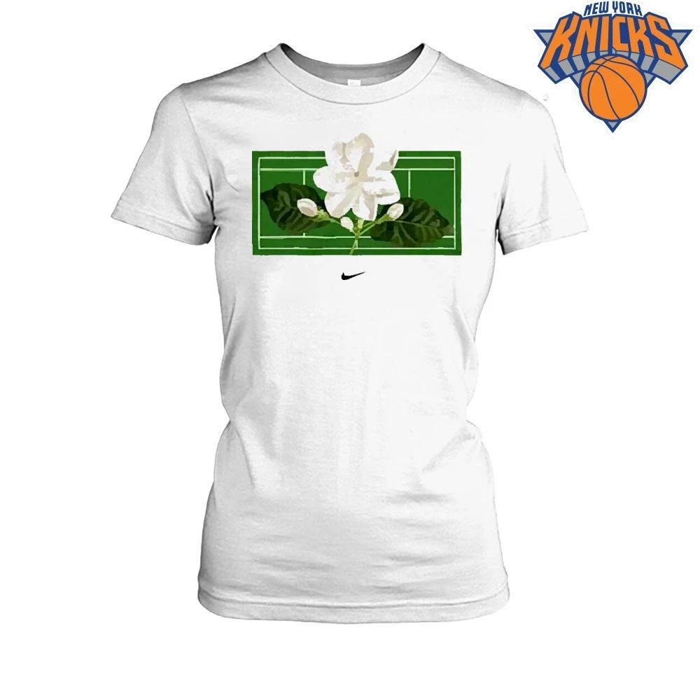 White Jasmine Flower Green Tennis Court Minimalist shirt