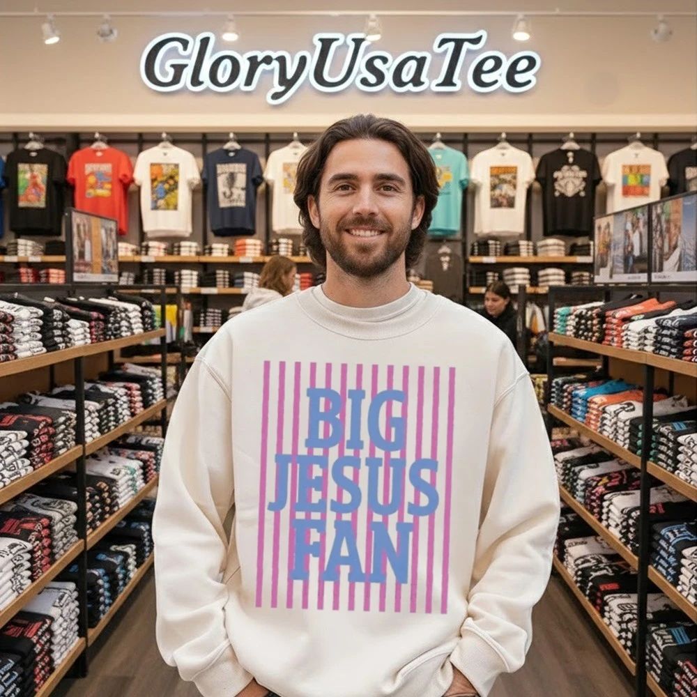 Striped Big Jesus Preppy Christian Shirt