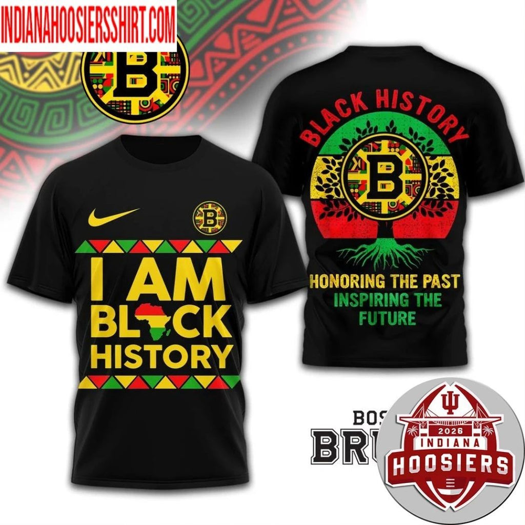 Boston Bruins 2026 NHL Black History Map And Logo Two Sided Shirt
