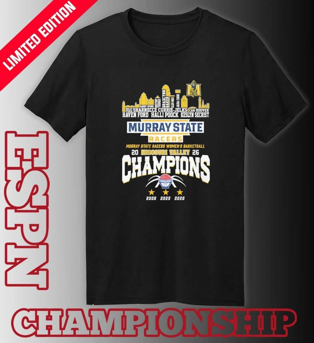 Murray State Women’s Basketball 2026 MVC Conference Champions Skyline Player Name Shirt