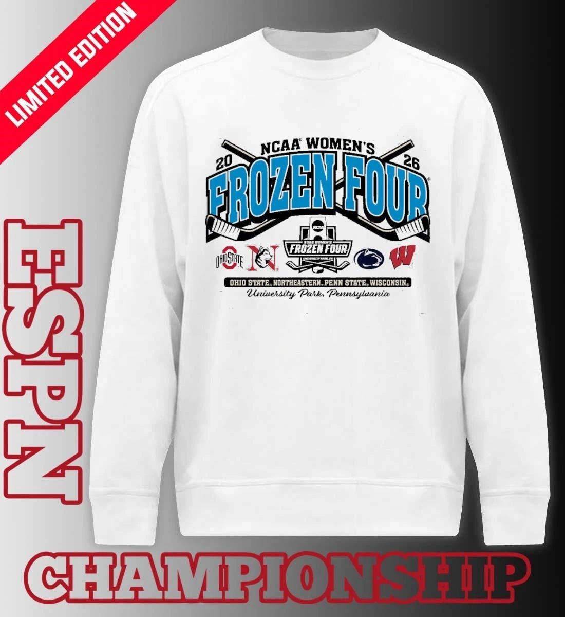 4 Teams NCCA Women’s Hockey 2026 Frozen Four T-Shirt