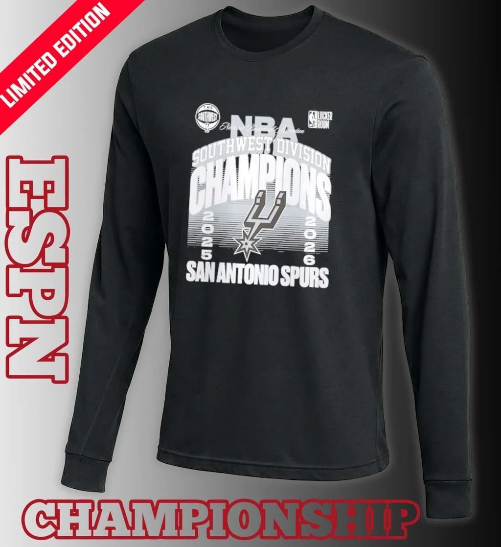 San Antonio Spurs 2026 Southwest Division Champions Locker Room T-Shirt