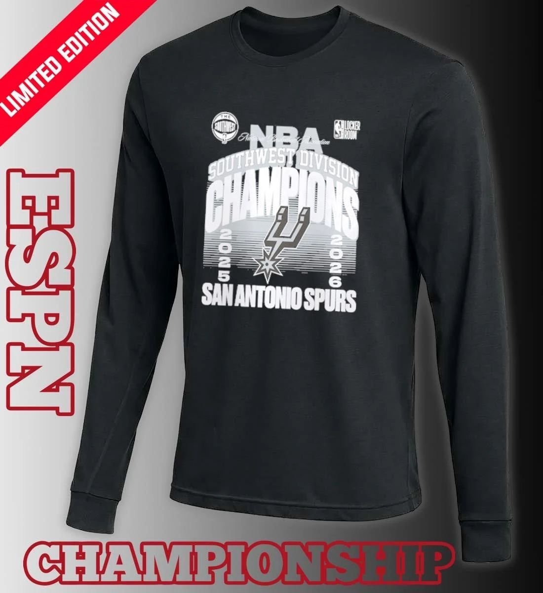 San Antonio Spurs 2026 Southwest Division Champions Locker Room T-Shirt