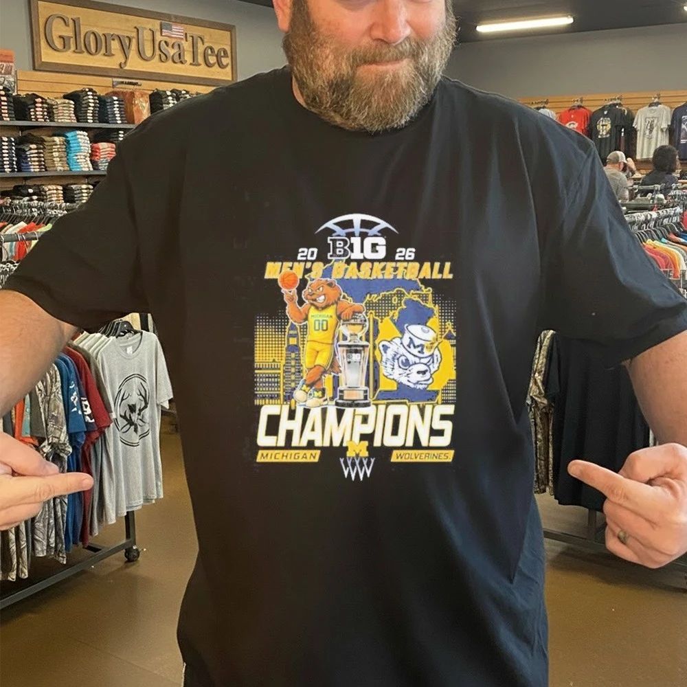 Michigan Wolverines 2026 Big Ten Men’s Basketball Season Champions Mascot Trophy Shirt