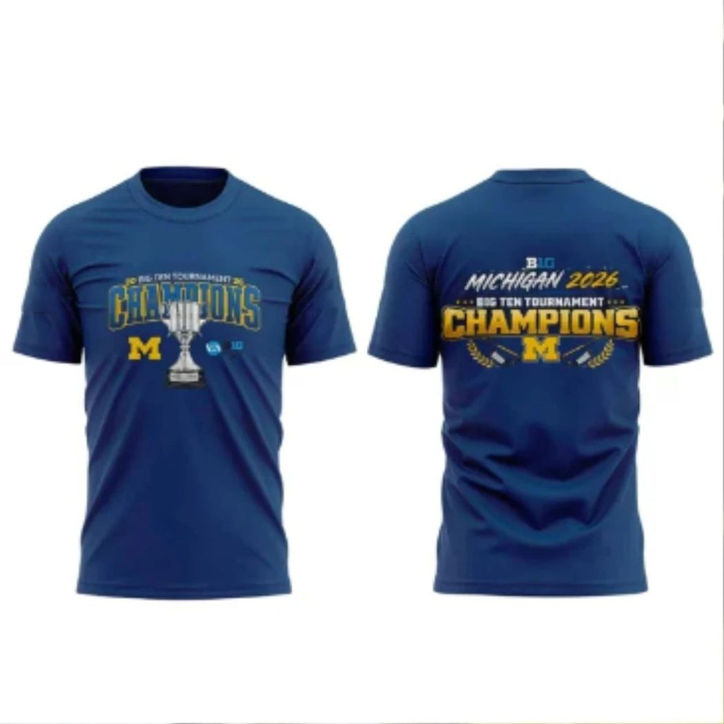 Michigan Wolverines Hockey 2026 Big Ten Men’s Ice Hockey Tournament Champions T-Shirt