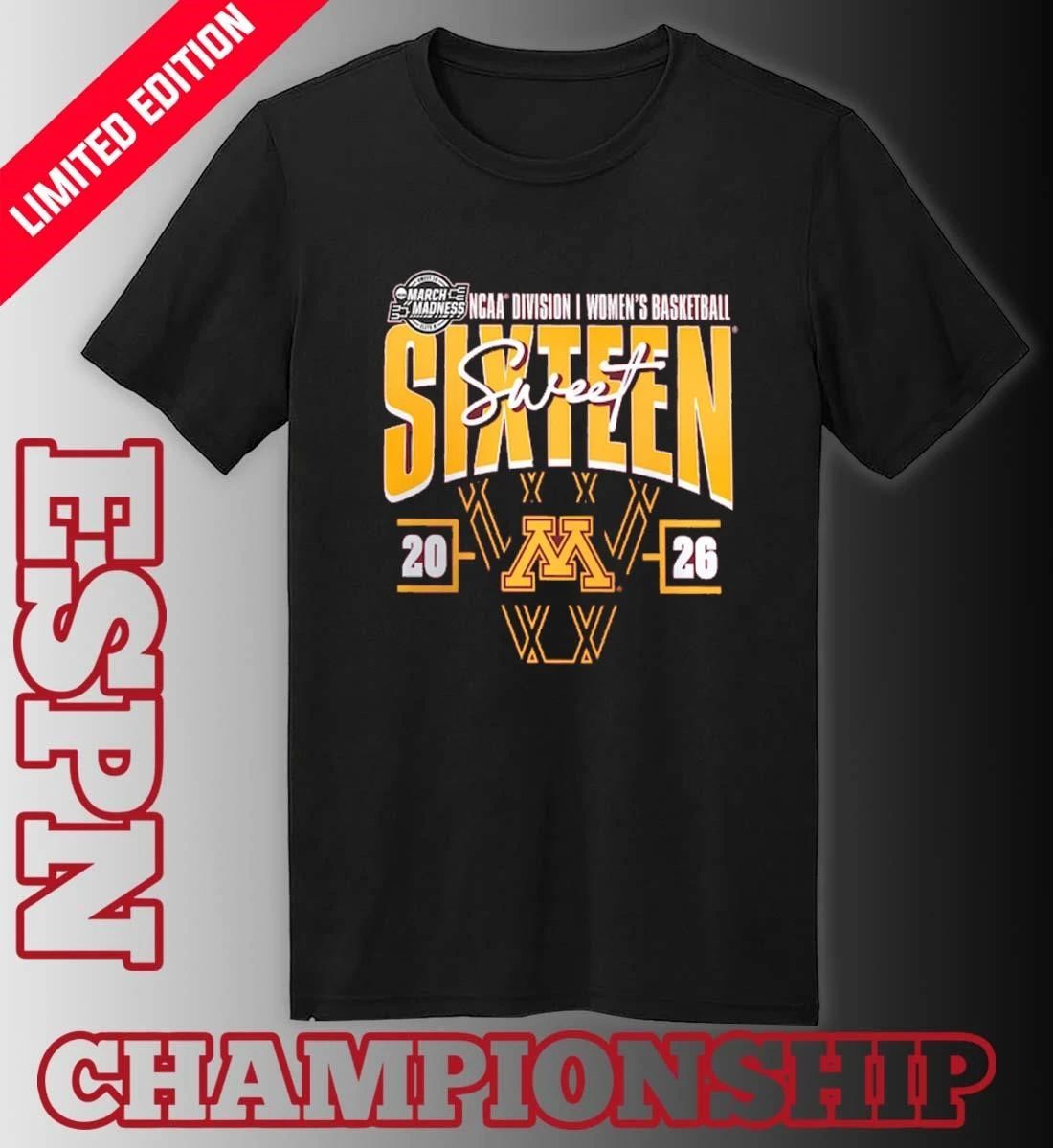 Minnesota Golden Gophers 2026 NCAA Women’s Basketball Tournament March Madness Sweet 16 Court Shot T-Shirt