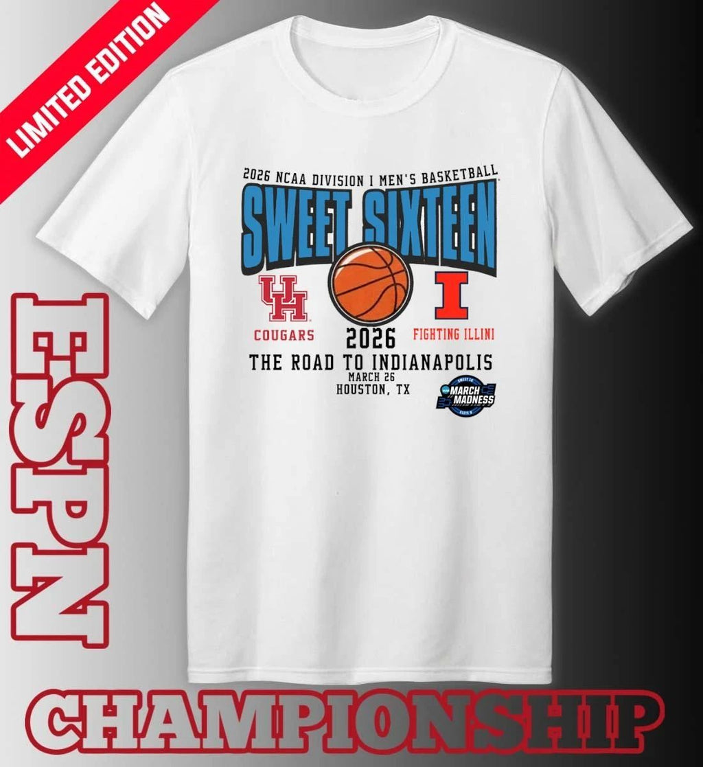 Houston Vs Illinois 2026 NCAA DI Men’s Basketball Tournament Sweet Sixteen T-Shirt