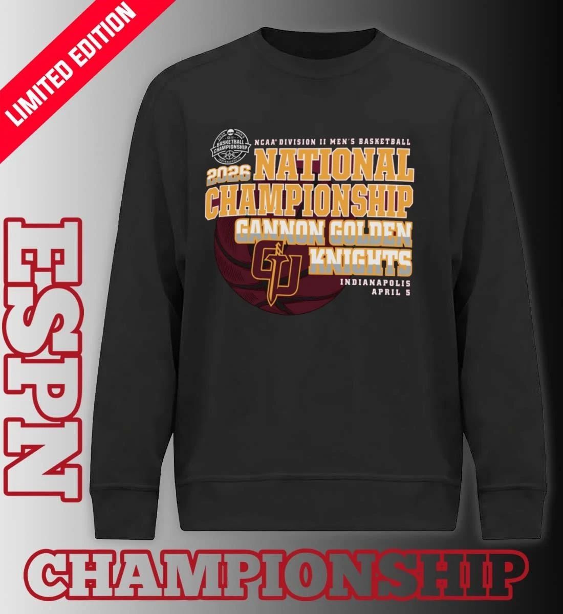 Gannon Golden Knights 2026 NCAA DII Men’s Basketball National Championship Bound T-Shirt