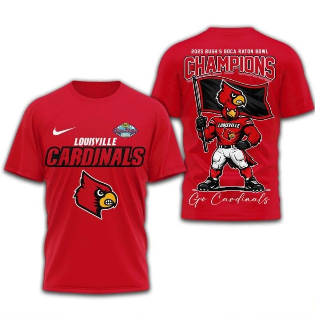 Louisville Cardinals NCAA 2025 Bush Boca Raton Bowl Champions Hoodie T-Shirt