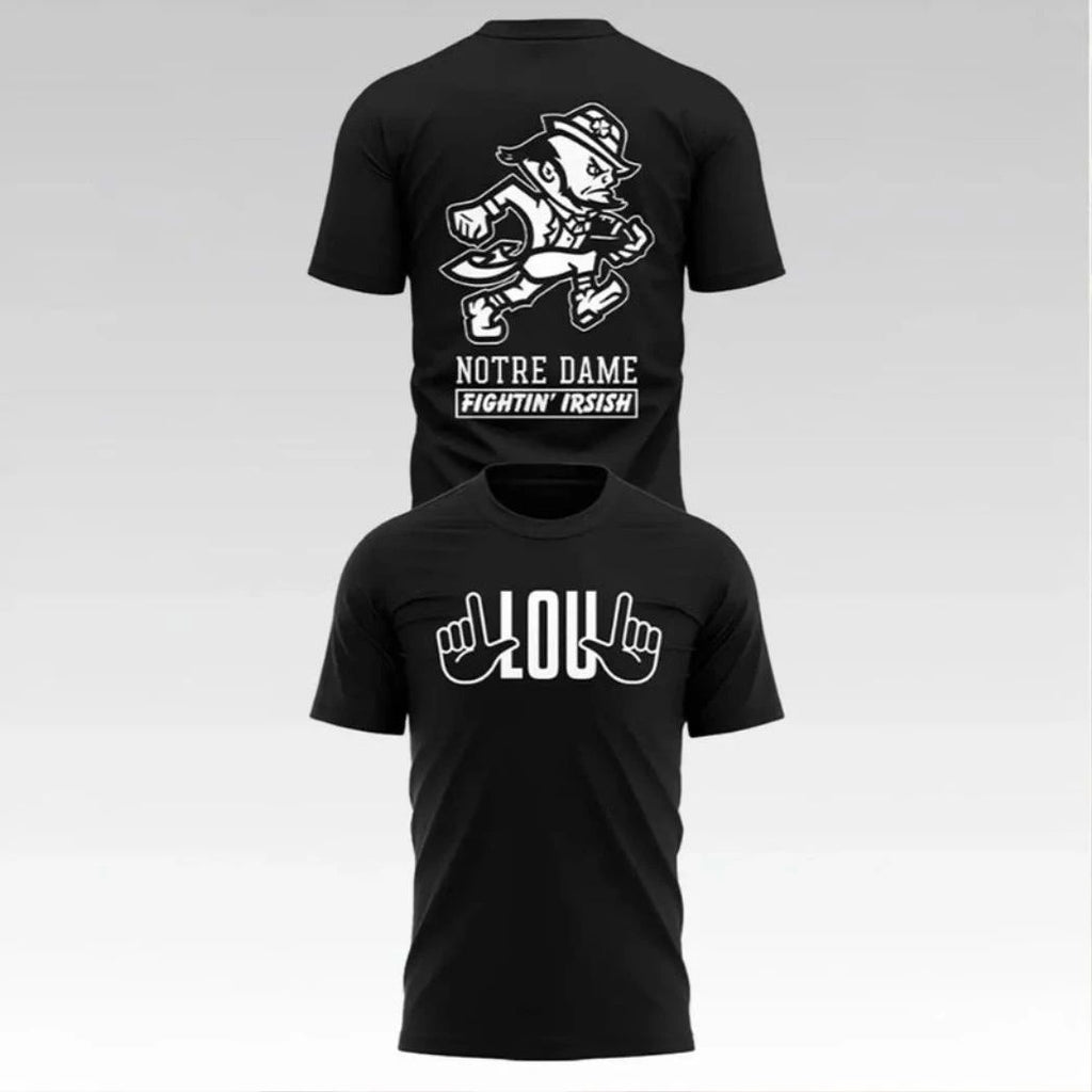 2026 Notre Dame Football Lou Holtz Fighting Irish Logo Two Sided Shirt