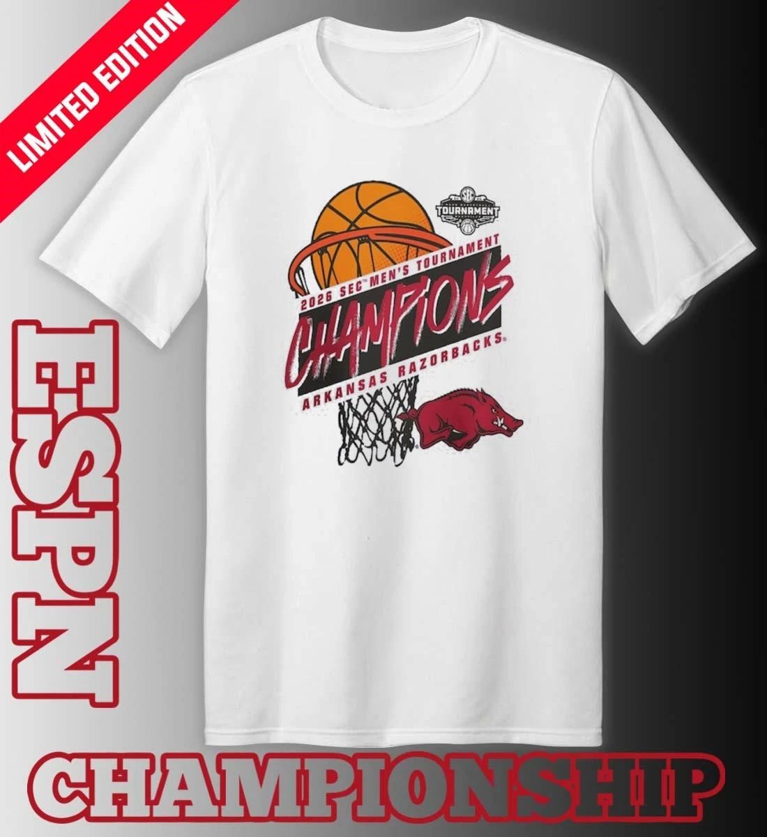 Arkansas Razorbacks 2026 SEC Men’s Basketball Tournament Champions Official T-Shirt
