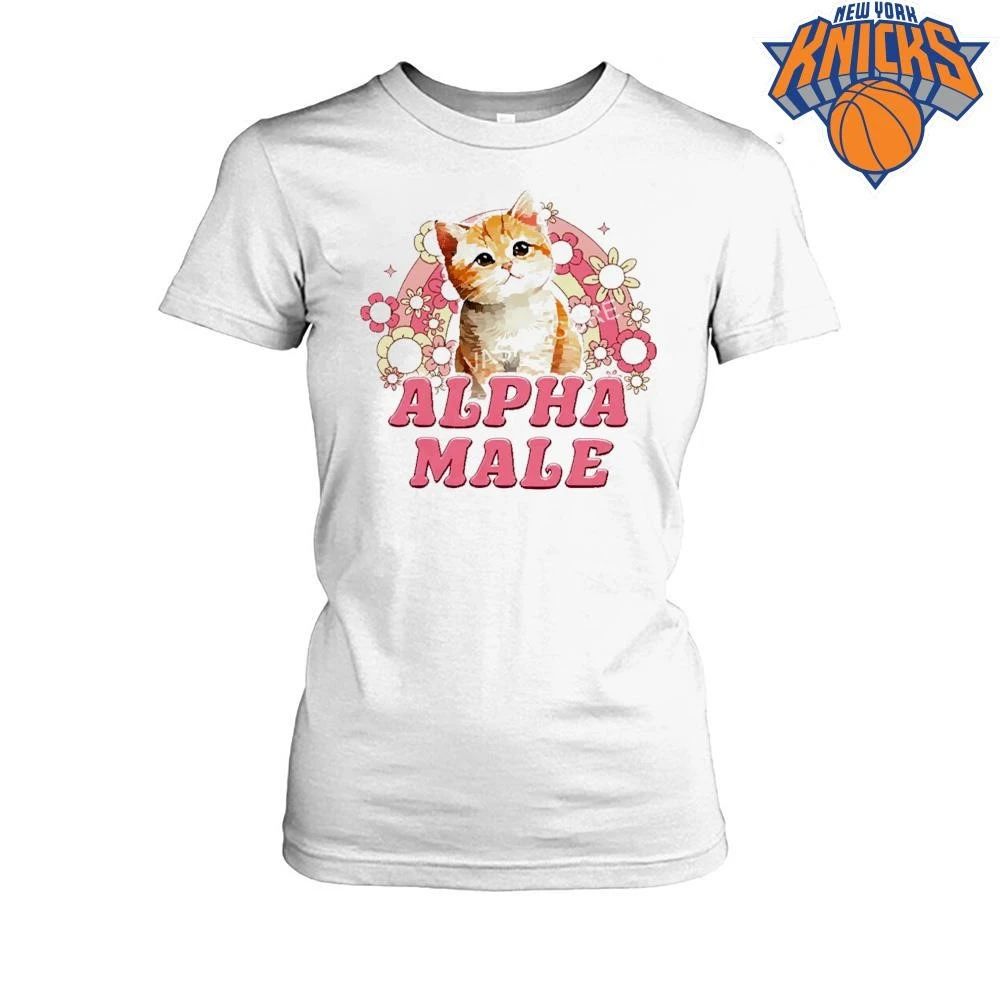 Alpha Male Cute Kitten Cat Flowers Retro Rainbow Meme Shirt
