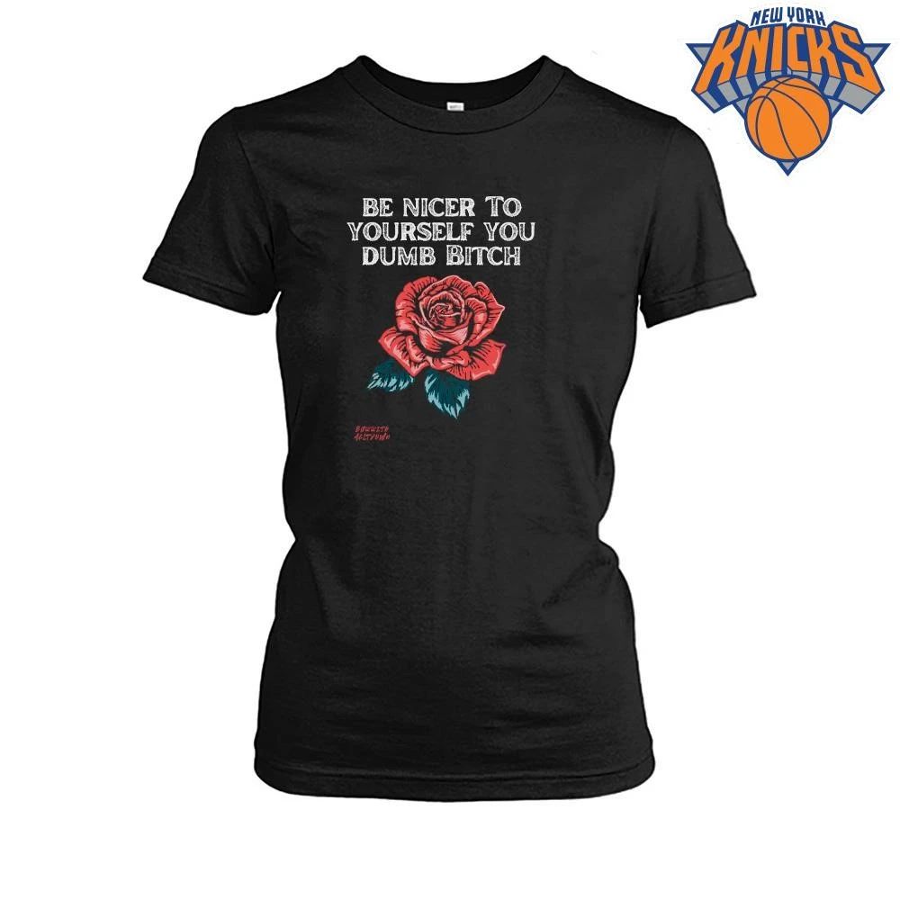 Be Nicer To Yourself Dumb Bitch Vintage Rose Tattoo Style Black Cotton T Shirt