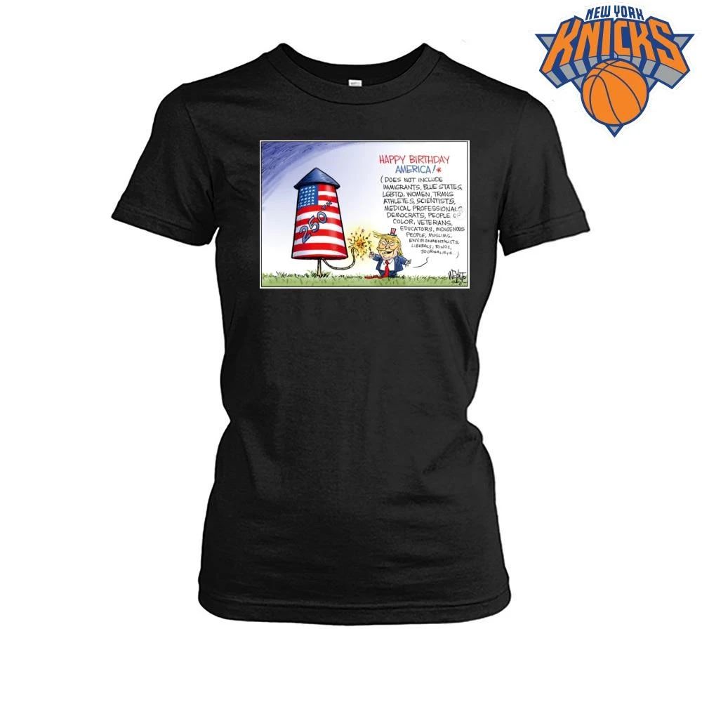 America 250 firework happy birthday but lists excluded groups funny political shirt