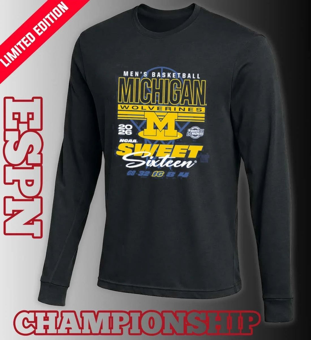 Something Inked Michigan Wolverines 2026 NCAA March Madness Sweet 16 Bound Net Shirt