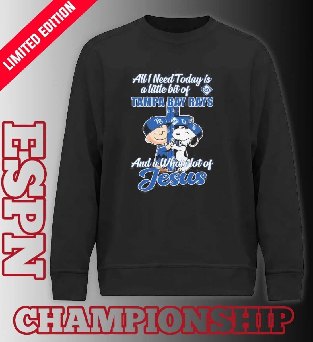 The Peanuts All I Need Today Is A Little Bit Of Tampa Bay Rays And A Whole Lot Of Jesus 2026 Shirt