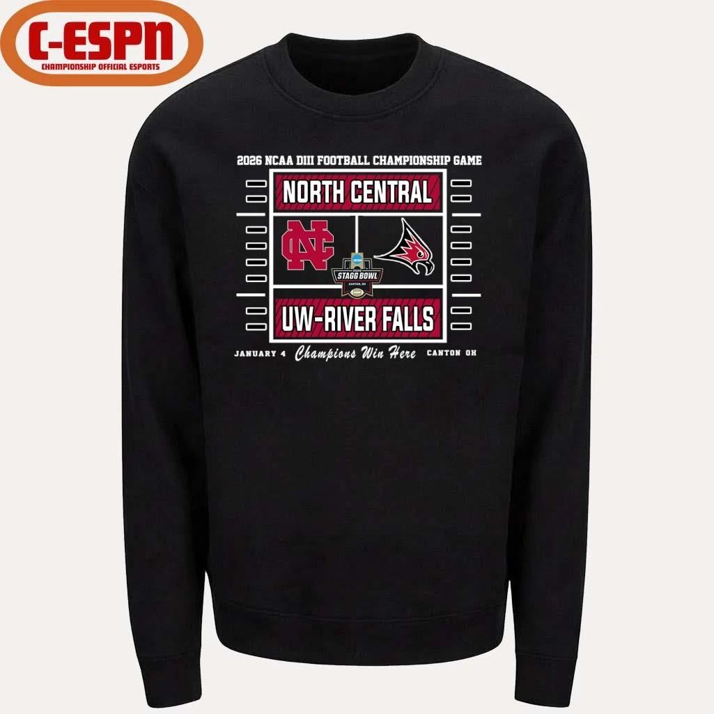 2026 NCAA DIII Football Championship UW–River Falls Falcons Vs North Central Cardinals T-Shirt